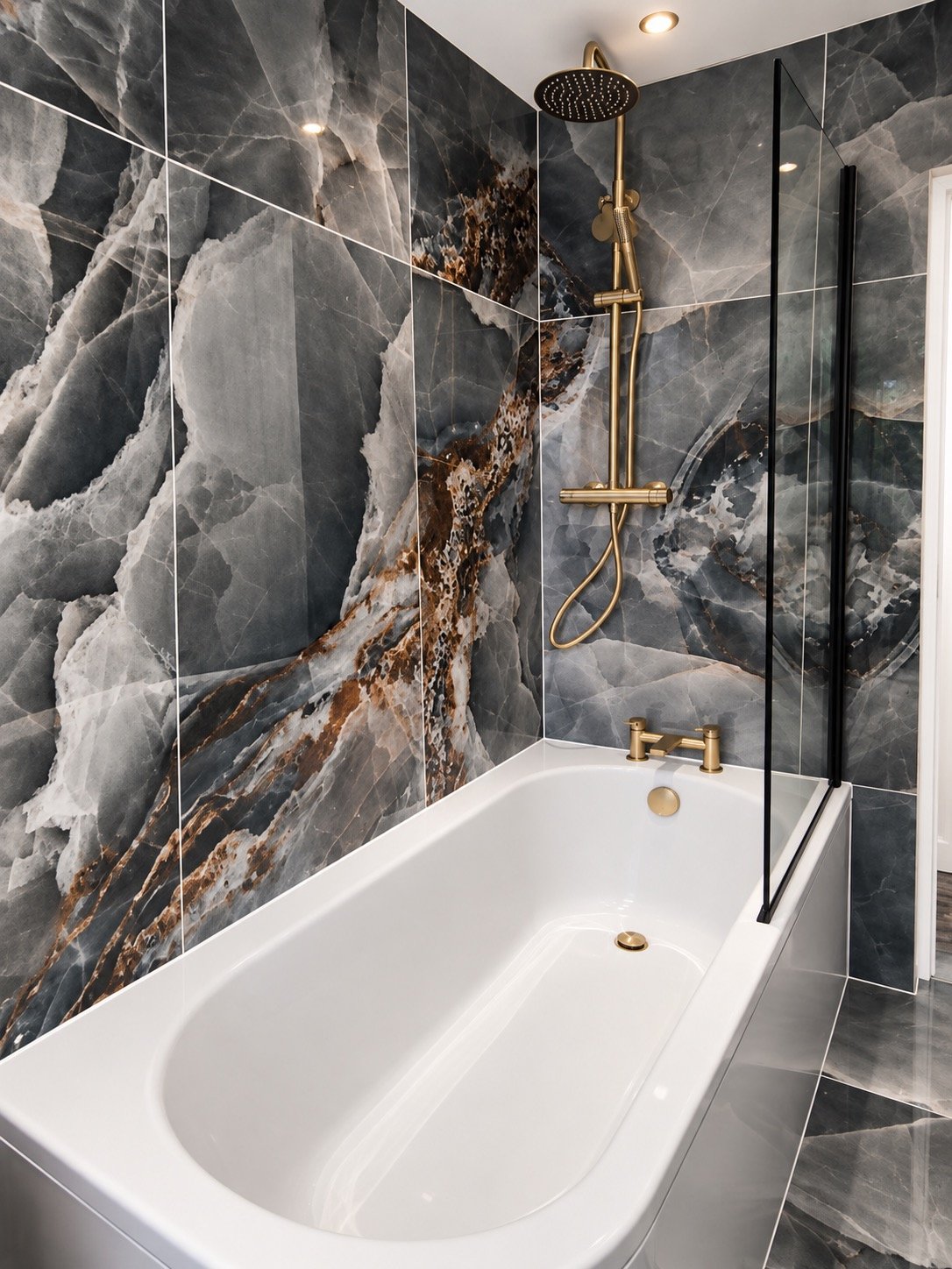Luxury marble effect bathroom renovation